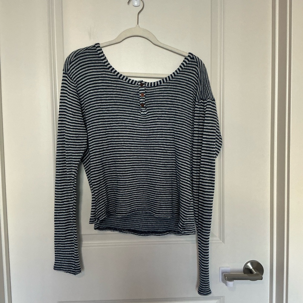 Brandy Melville Boat Neck Striped Knit Long Sleeve Top Size Small Oversized